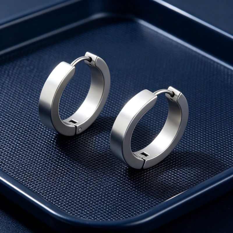 Classic Minimalist Wide Hoop Stud Earrings, Hypoallergenic